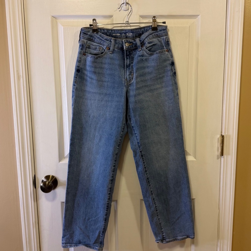 Old Navy OG Loose High-Rise Straight Leg Jeans Medium Wash Blue 6 Petite